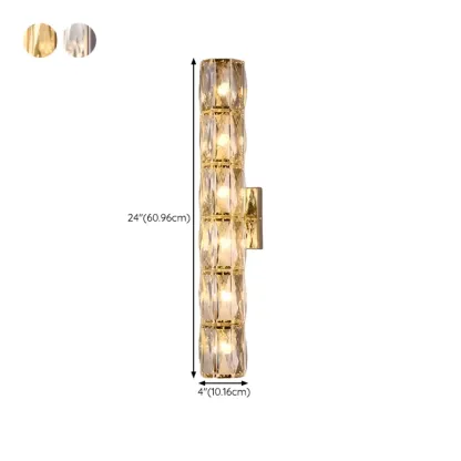 Sheen Clear Crystal Pillar Ambient Wall Sconce Image - 23