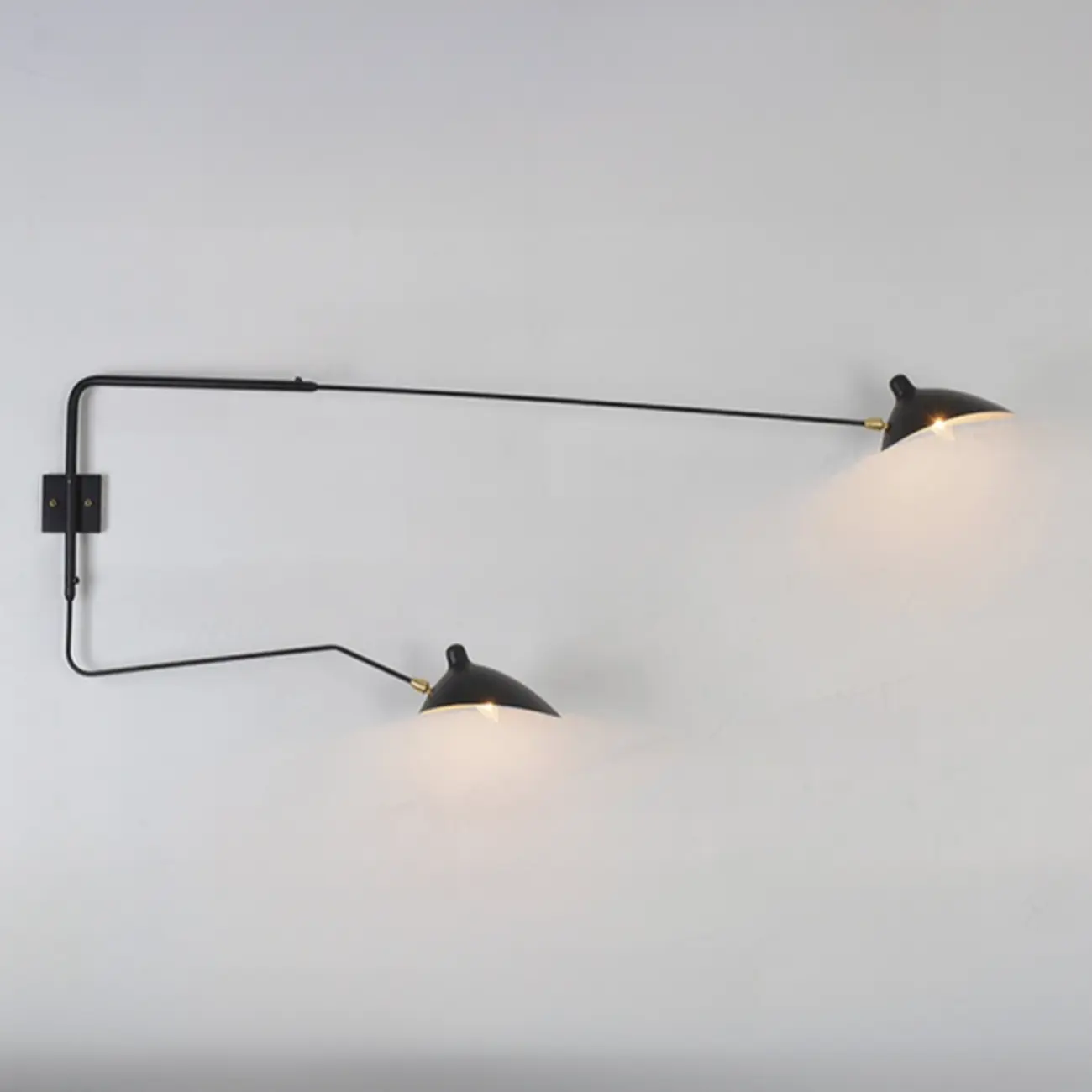 Modern Metal Industrial 2-Light Swing Arm Wall Light Image - 12 | homeyfad