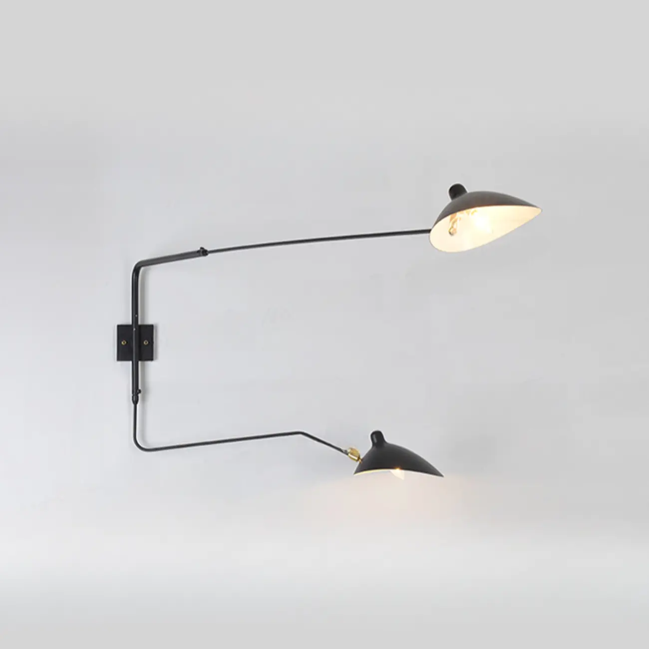 Modern Metal Industrial 2-Light Swing Arm Wall Light Image - 11 | homeyfad