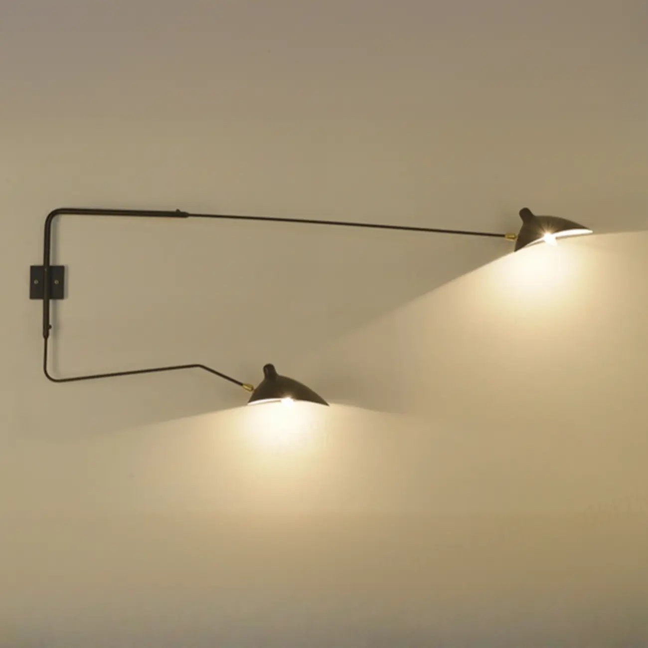 Modern Metal Industrial 2-Light Swing Arm Wall Light Image - 5 | homeyfad