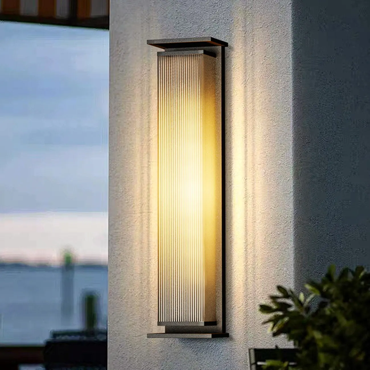 Modern Black Metal Ribbed Plastic Outdoor Wall Sconce Image - 1 | homeyfad