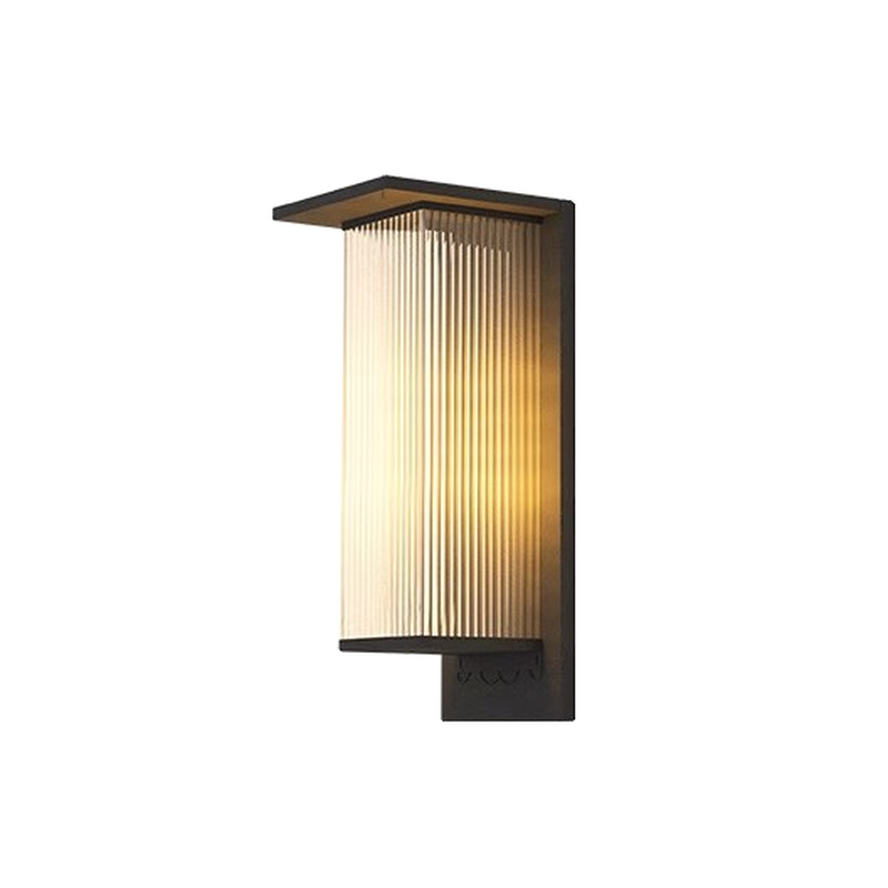 Modern Black Metal Ribbed Plastic Outdoor Wall Sconce | homeyfad