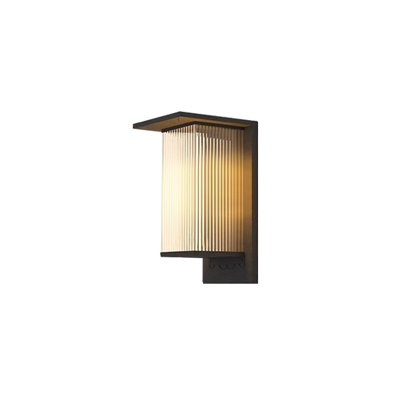 Modern Black Metal Ribbed Plastic Outdoor Wall Sconce | homeyfad