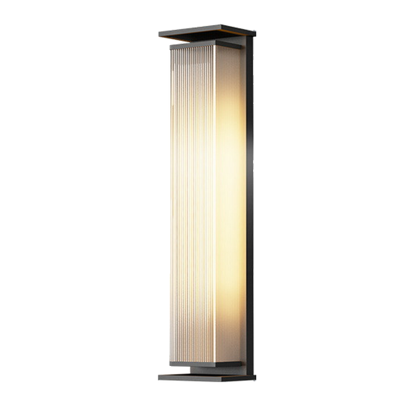 Modern Black Metal Ribbed Plastic Outdoor Wall Sconce