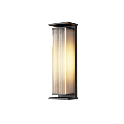 Modern Black Metal Ribbed Plastic Outdoor Wall Sconce