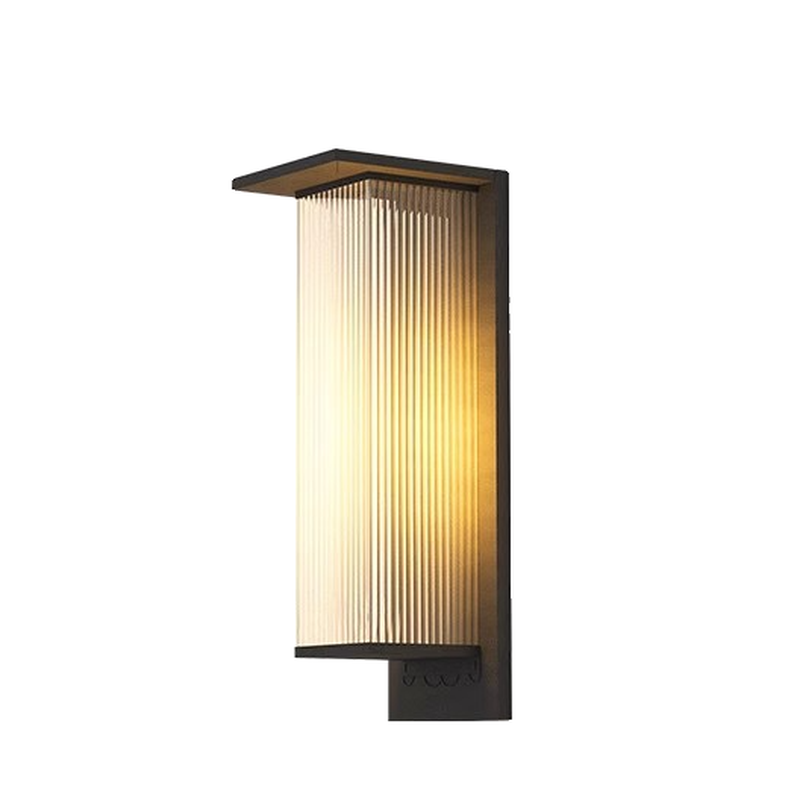 Modern Black Metal Ribbed Plastic Outdoor Wall Sconce | homeyfad