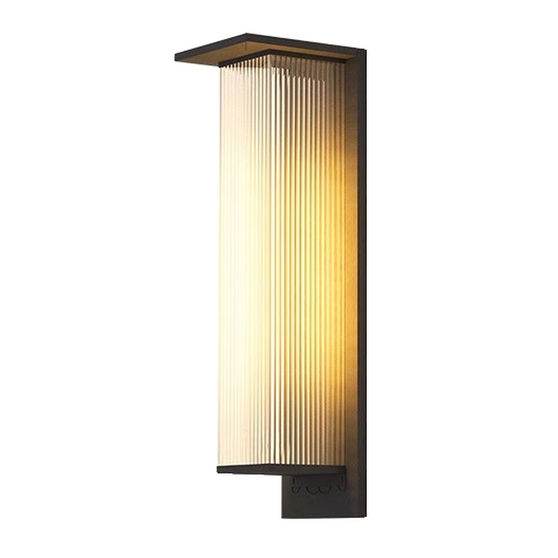Modern Black Metal Ribbed Plastic Outdoor Wall Sconce