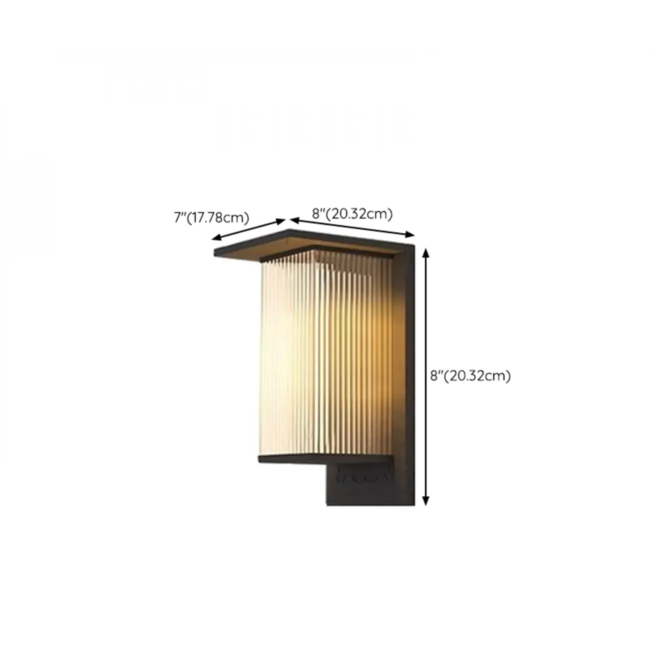 Modern Black Metal Ribbed Plastic Outdoor Wall Sconce #size