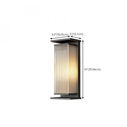 Modern Black Metal Ribbed Plastic Outdoor Wall Sconce Image - 11