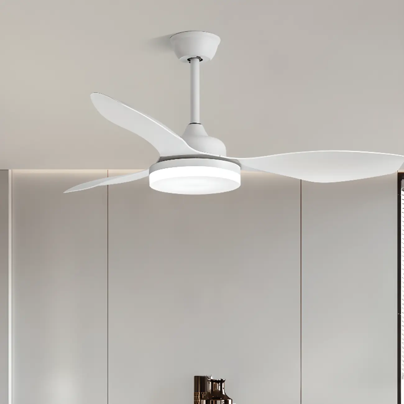 Modern Flush Mount Ceiling Fan with Light, White Image - 1 | homeyfad