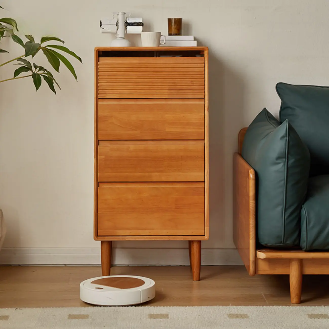 Narrow Wooden Cherry Wood Vertical Bachelor Chest Image - 1 | homeyfad