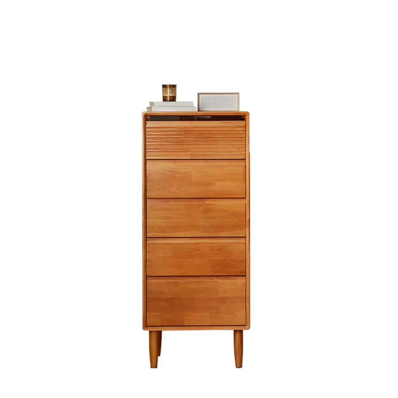 Narrow Wooden Cherry Wood Vertical Bachelor Chest Image - 10