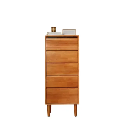 Narrow Wooden Cherry Wood Vertical Bachelor Chest Image - 10