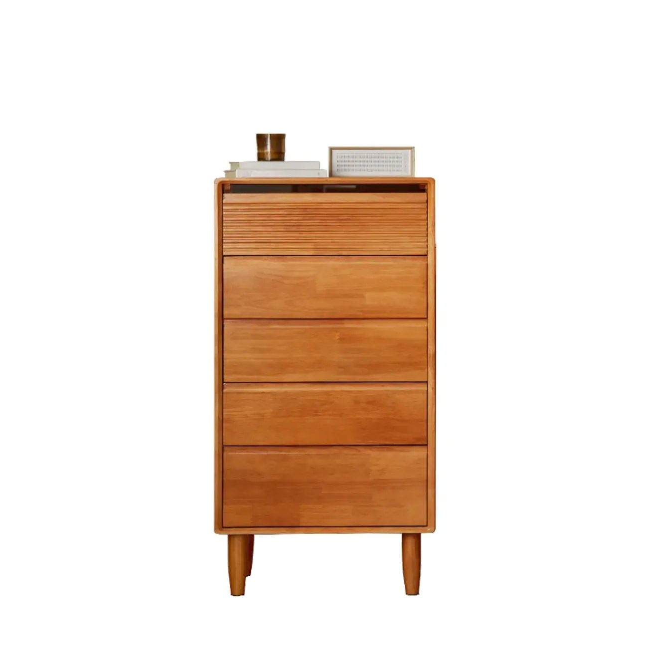 Narrow Wooden Cherry Wood Vertical Bachelor Chest Image - 11