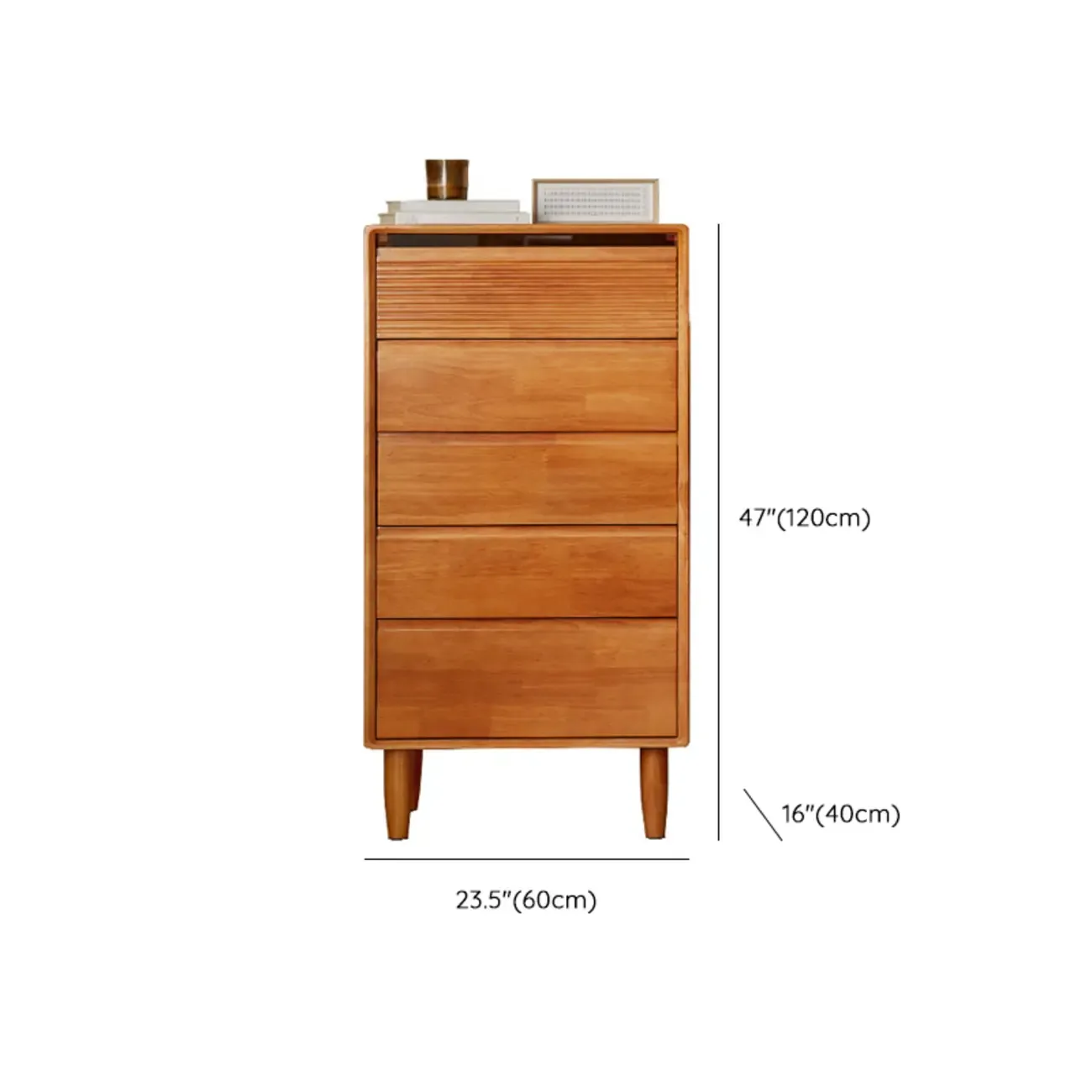 Narrow Wooden Cherry Wood Vertical Bachelor Chest Image - 14