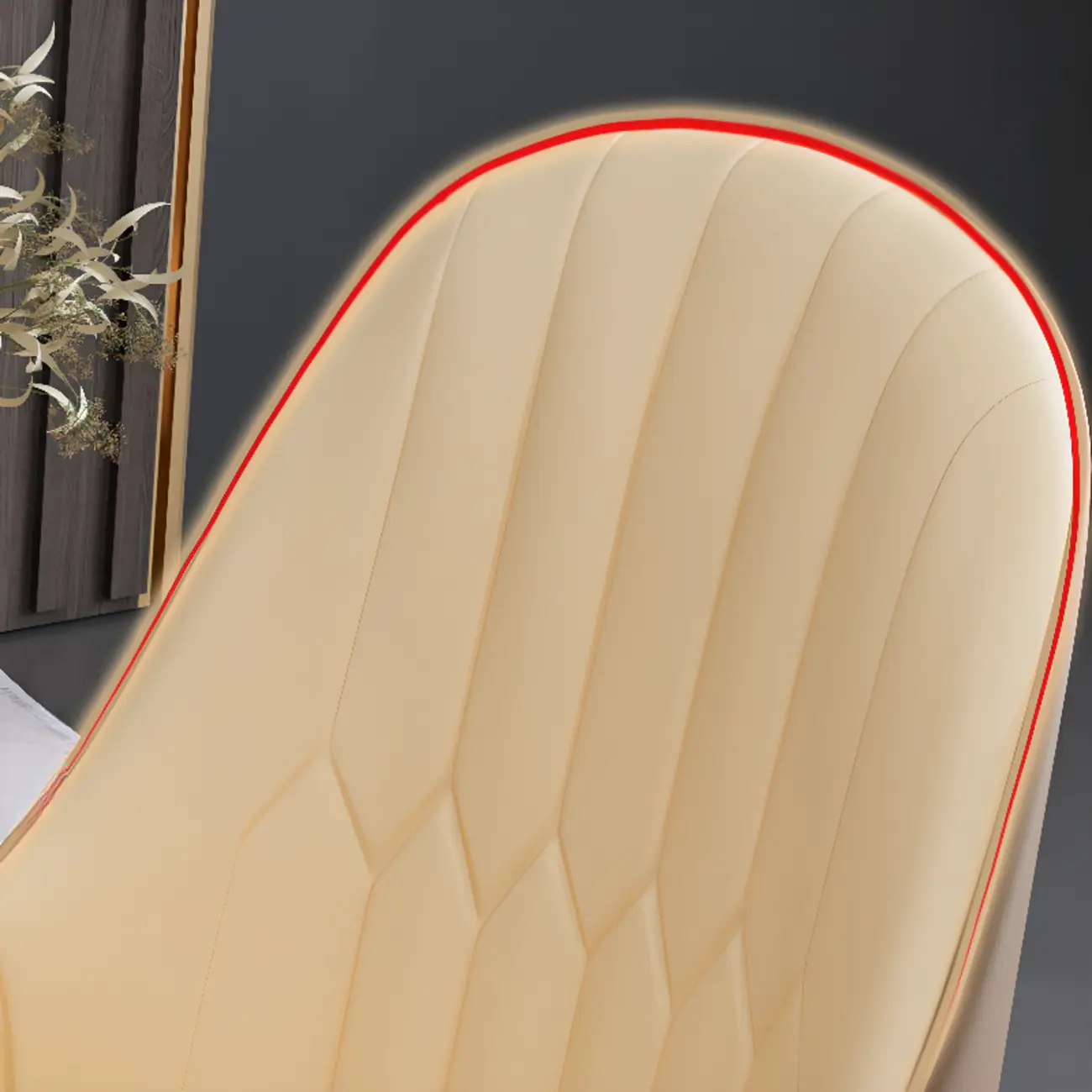 Glam Faux Leather Curved Back Armrest Dining Chair Image - 14 | homeyfad