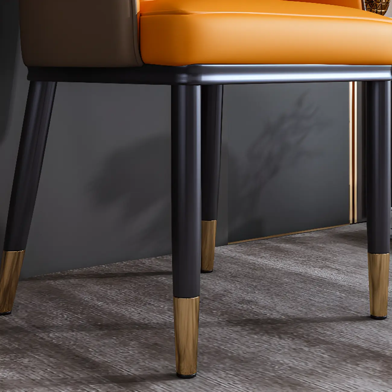 Glam Faux Leather Curved Back Armrest Dining Chair Image - 18 | homeyfad