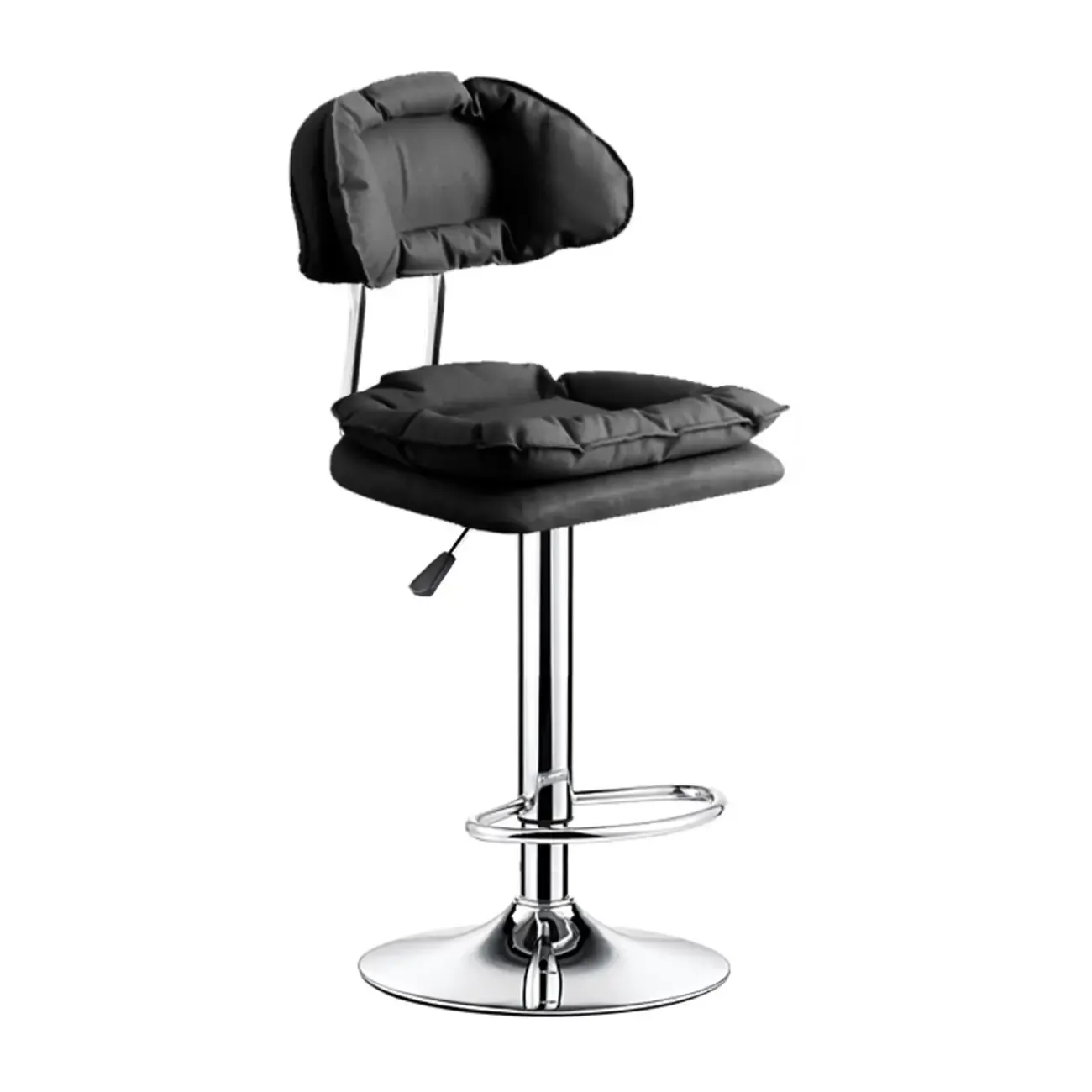 Modern Square Faux Leather Adjustable Swivel Bar Stools Image - 3