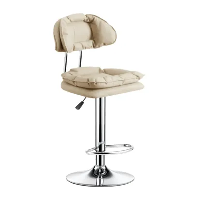Modern Square Faux Leather Adjustable Swivel Bar Stools Image - 4