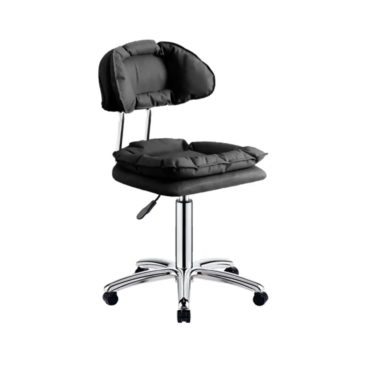 Modern Square Faux Leather Adjustable Swivel Bar Stools Image - 11