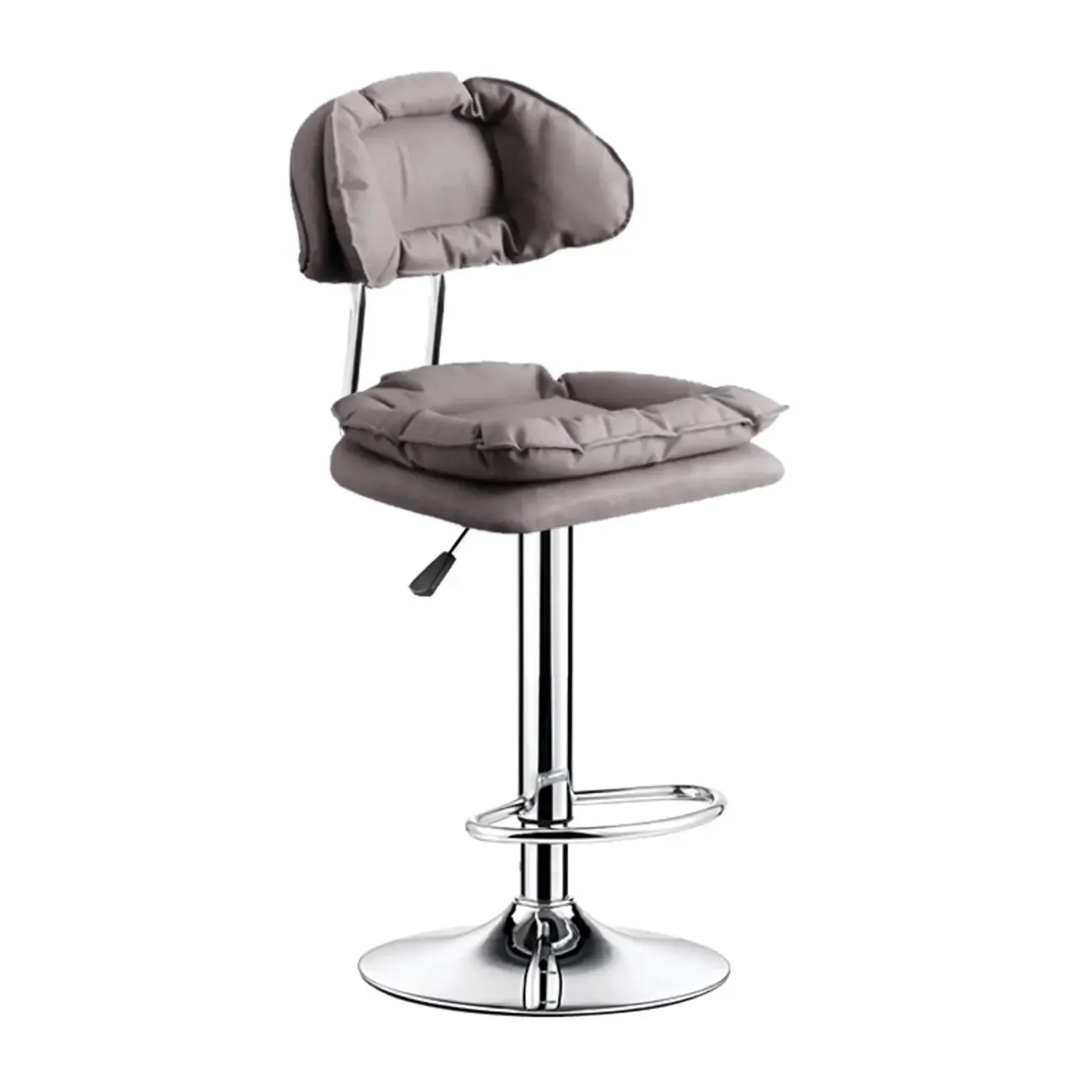Modern Square Faux Leather Adjustable Swivel Bar Stools Image - 5