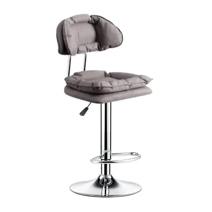 Modern Square Faux Leather Adjustable Swivel Bar Stools Image - 5