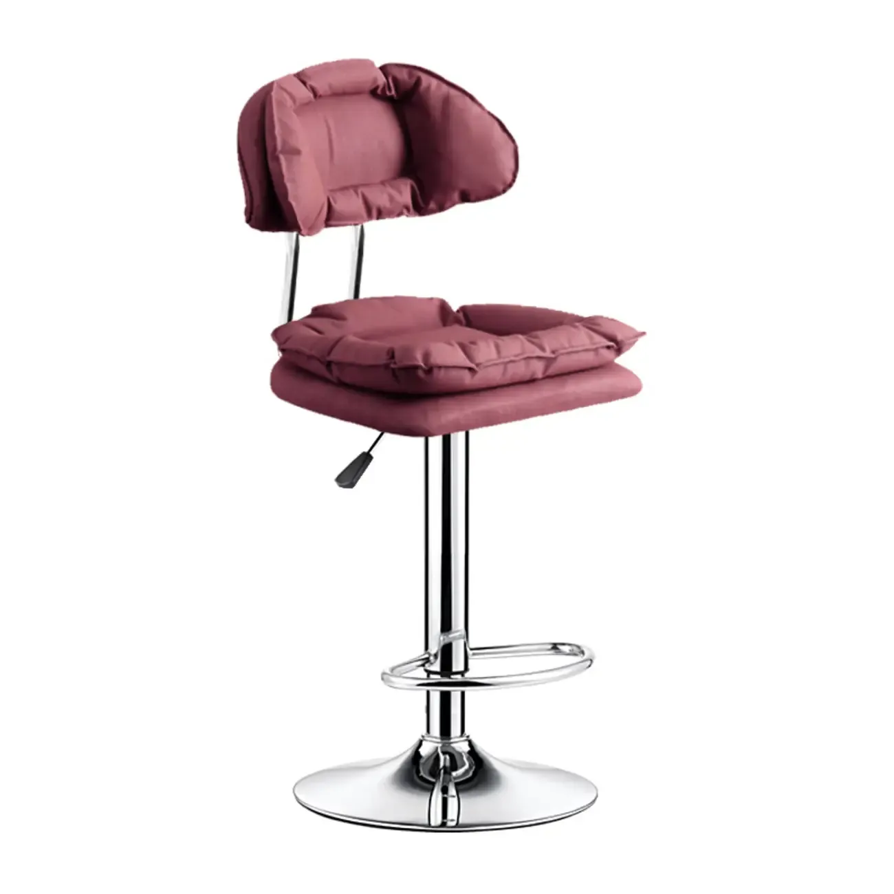 Modern Square Faux Leather Adjustable Swivel Bar Stools Image - 7