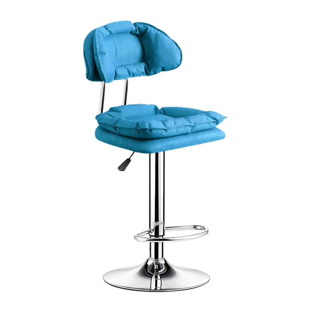 Modern Square Faux Leather Adjustable Swivel Bar Stools Image - 8