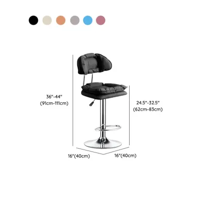 Modern Square Faux Leather Adjustable Swivel Bar Stools #size