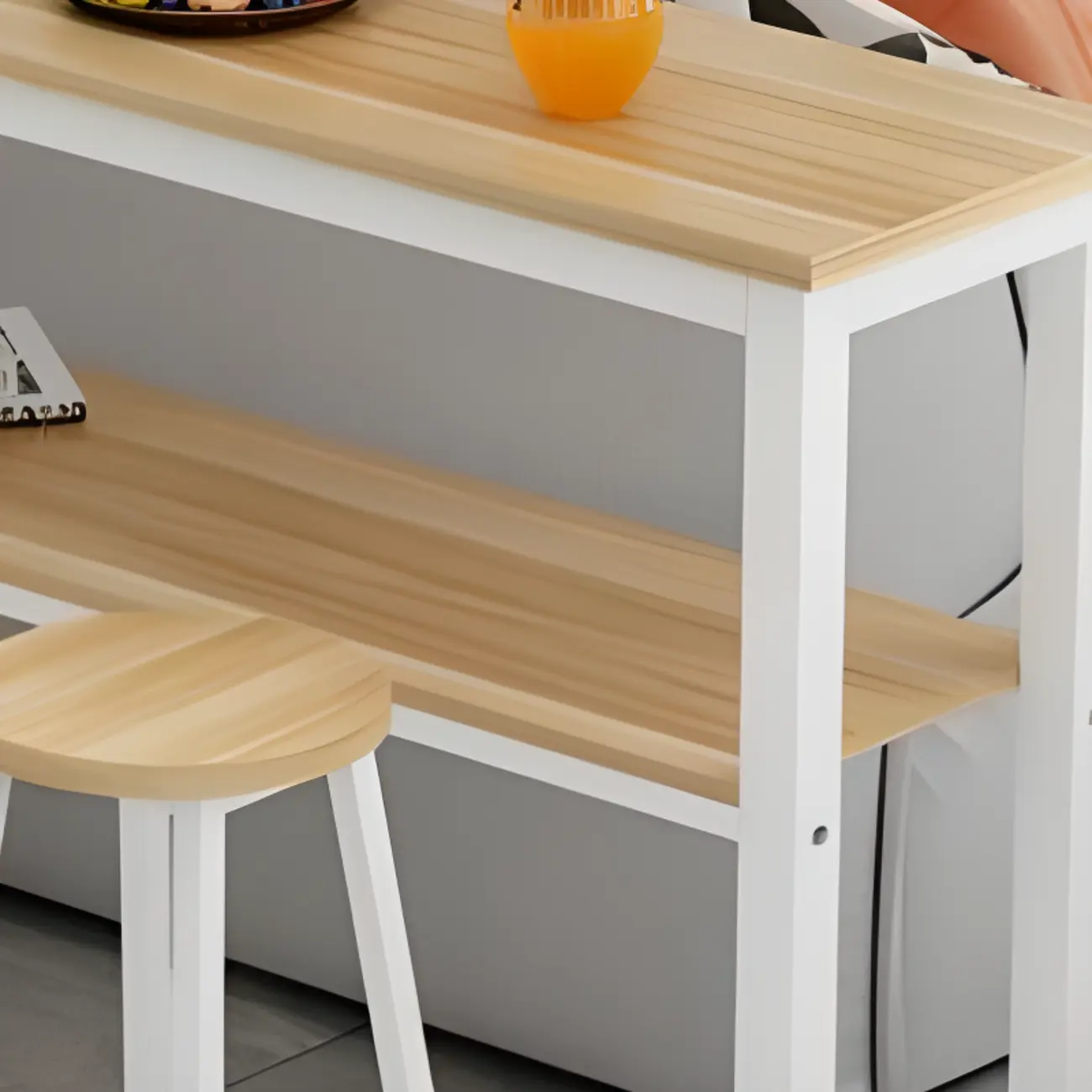 Modern Steel Wood Bar Tables with Shelf Image - 4 | homeyfad