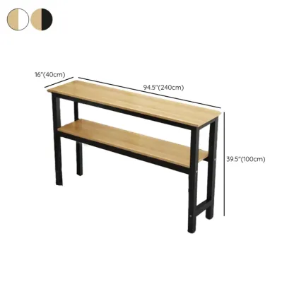 Modern Steel Wood Bar Tables with Shelf Image - 15