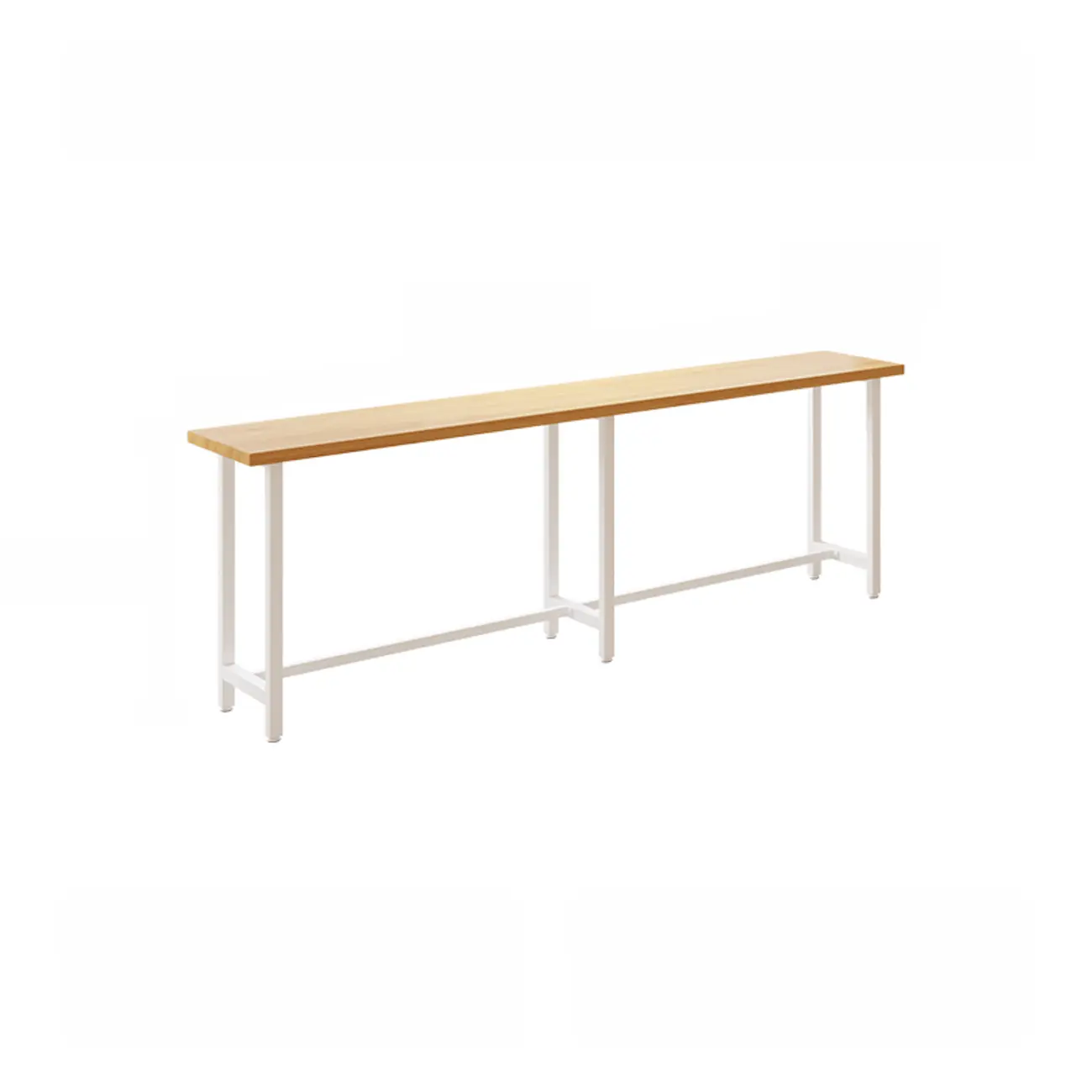 Natural Wooden Top Bar Table Metal Base with Footrest Image - 2 | homeyfad