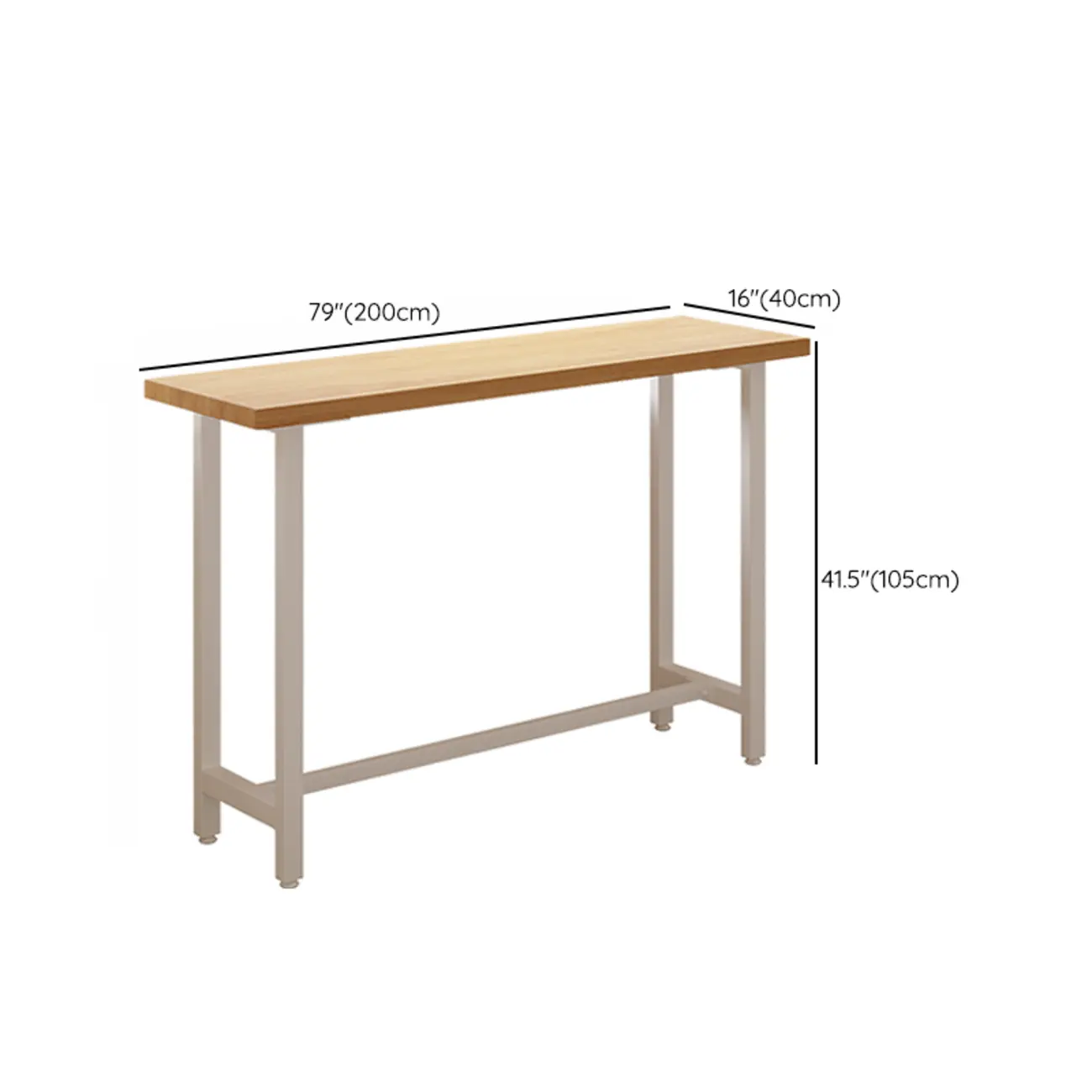 Natural Wooden Top Bar Table Metal Base with Footrest Image - 17 | homeyfad