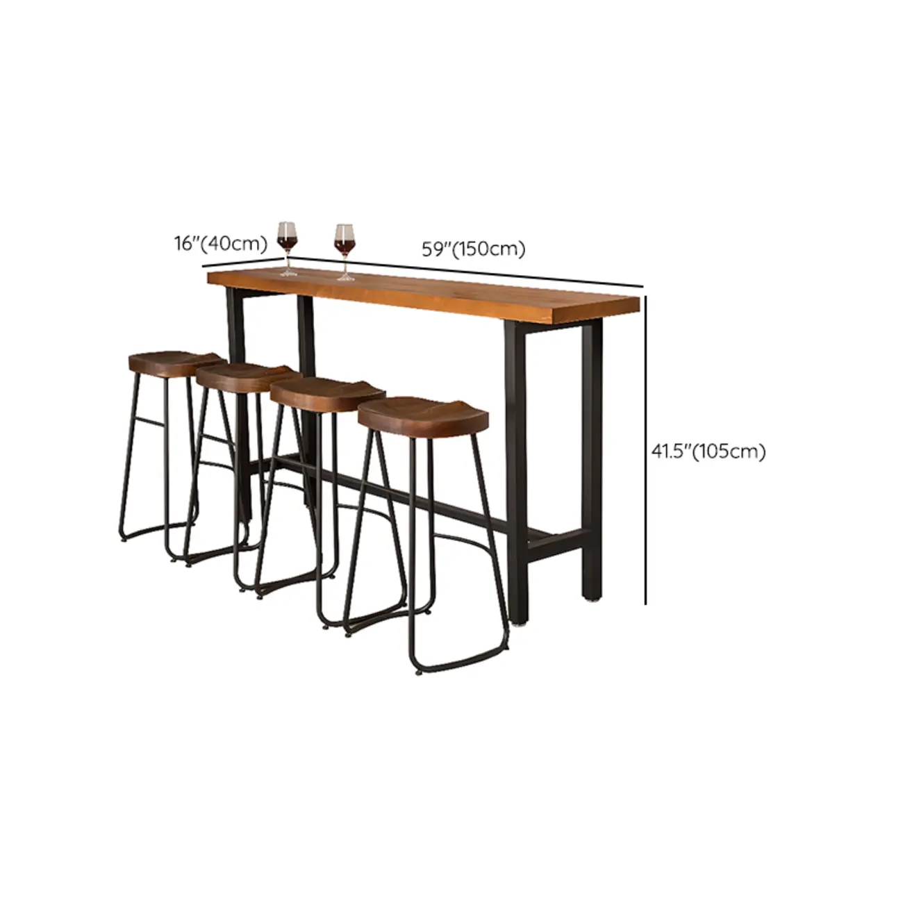 Modern Industrial Bar Table Wood Top Metal Trestle Base Image - 11 | homeyfad