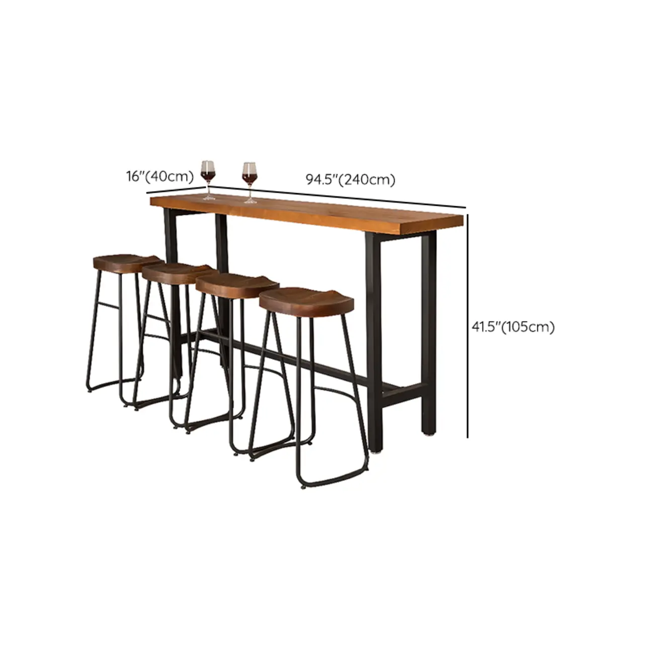 Modern Industrial Bar Table Wood Top Metal Trestle Base Image - 15 | homeyfad