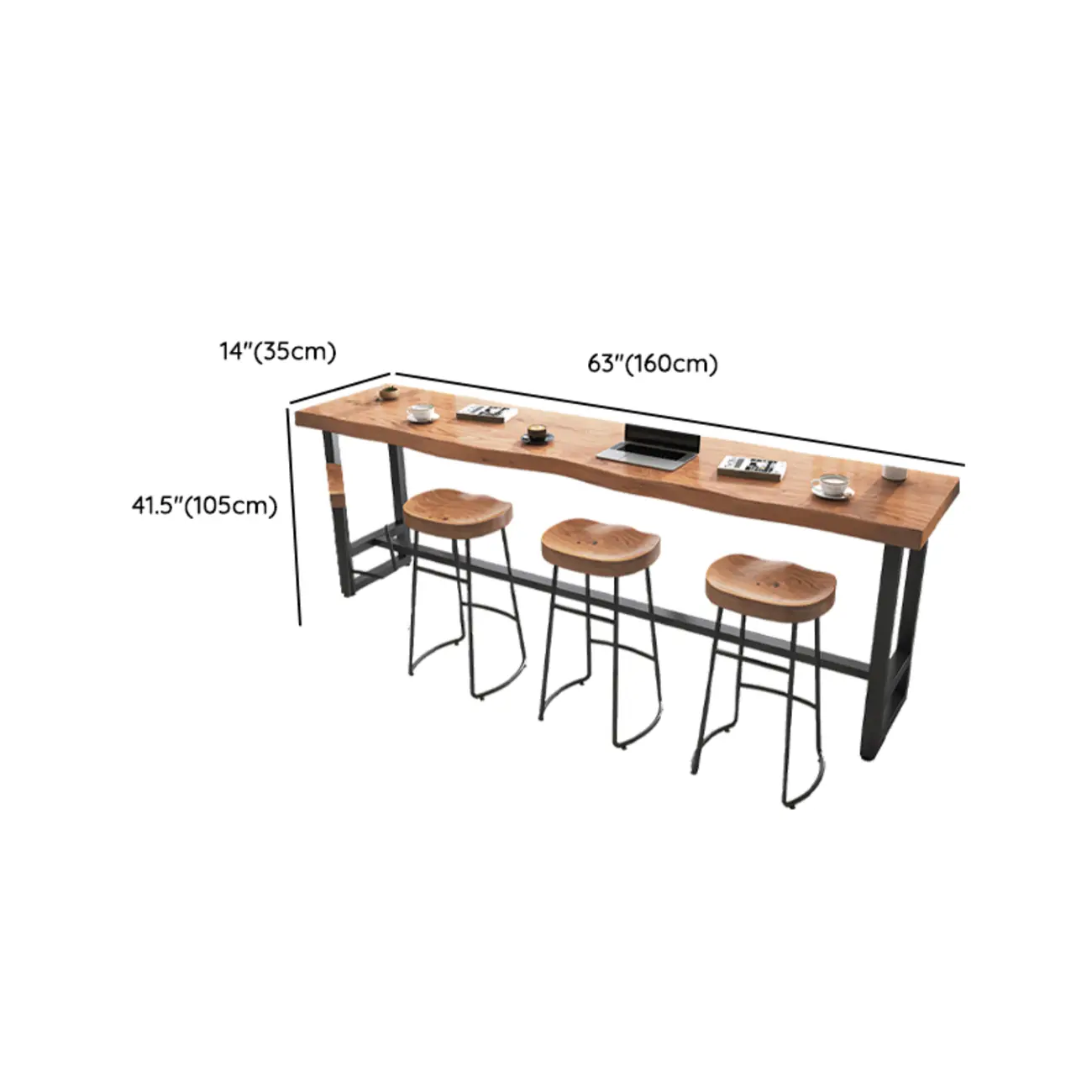 Modern Wooden Freeform Pub Table with Metal Trestle Base Image - 14 | homeyfad