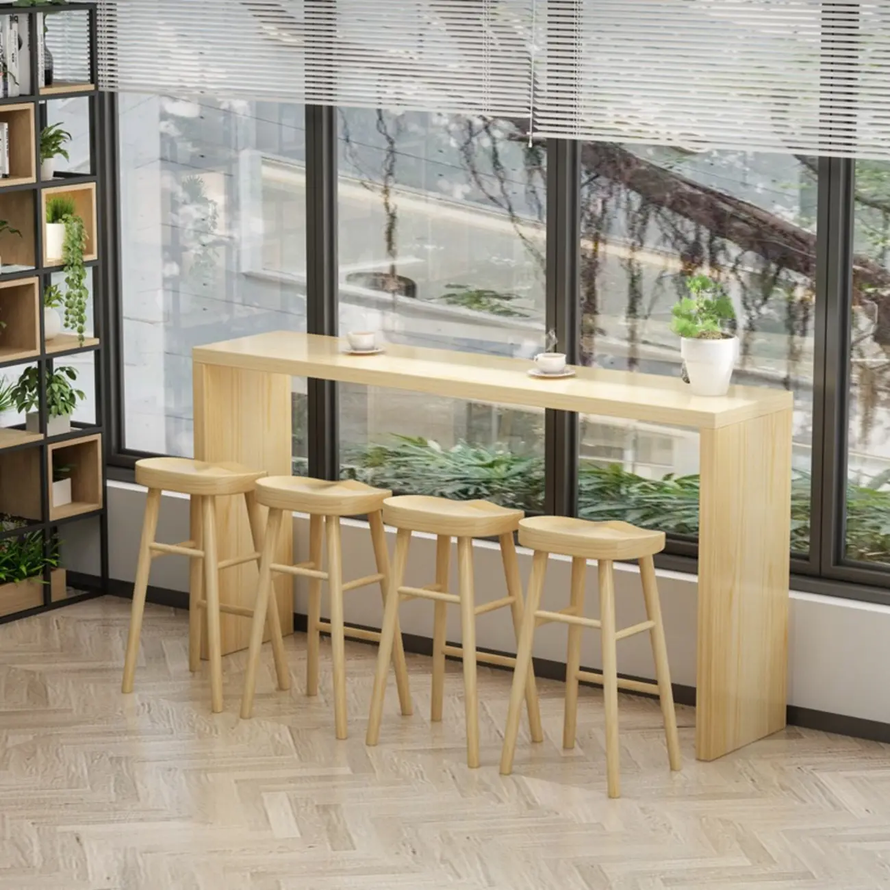 Scandinavian Solid Wood Pub Table Rectangle 4 Seats Image - 1 | homeyfad