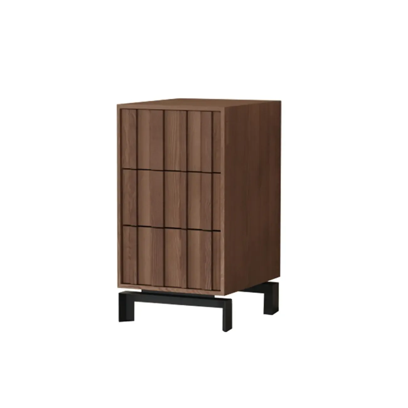 Mid-Century Modern Brown Wooden Waved Utility Storage Cabinet Image - 9