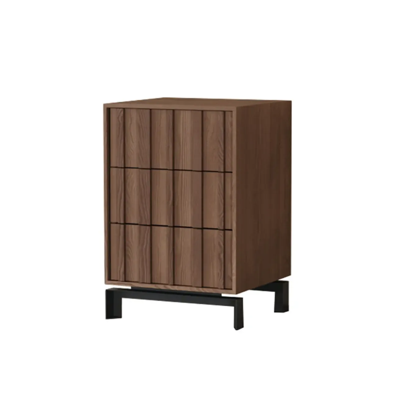 Mid-Century Modern Brown Wooden Waved Utility Storage Cabinet Image - 11