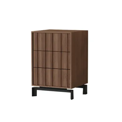 Mid-Century Modern Brown Wooden Waved Utility Storage Cabinet Image - 11
