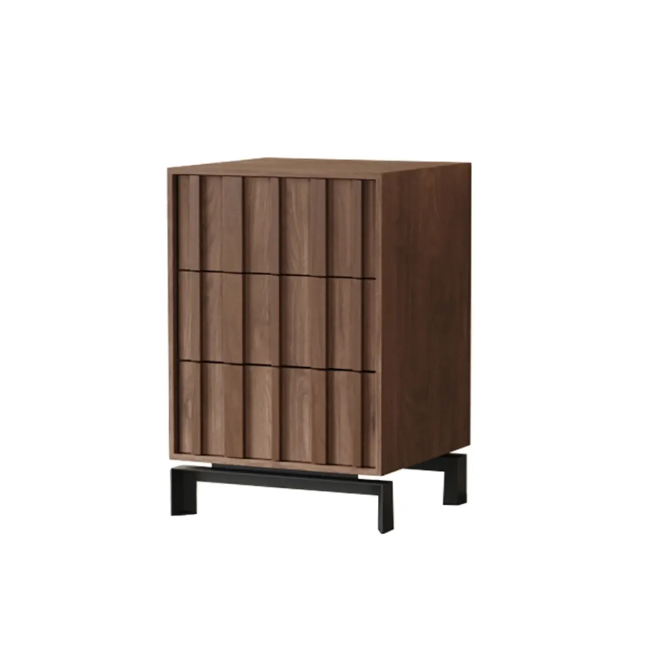 Mid-Century Modern Brown Wooden Waved Utility Storage Cabinet Image - 12
