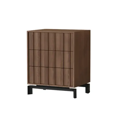 Mid-Century Modern Brown Wooden Waved Utility Storage Cabinet Image - 13