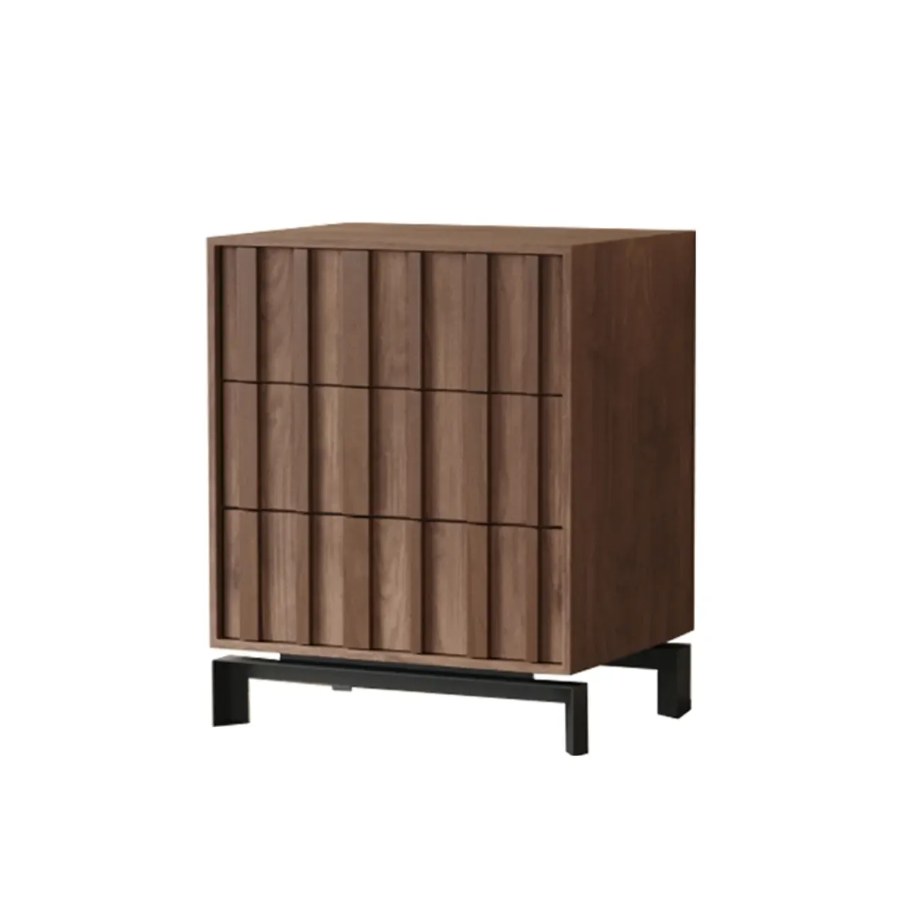 Mid-Century Modern Brown Wooden Waved Utility Storage Cabinet Image - 14
