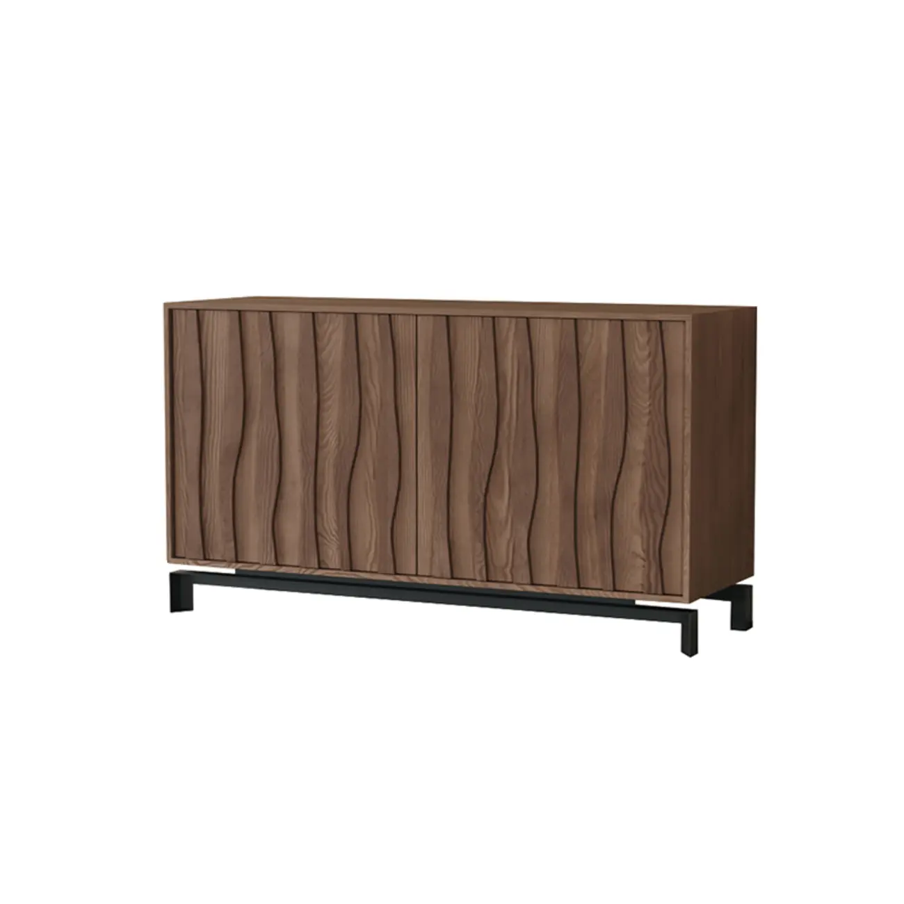 Mid-Century Modern Brown Wooden Waved Utility Storage Cabinet Image - 23 | homeyfad