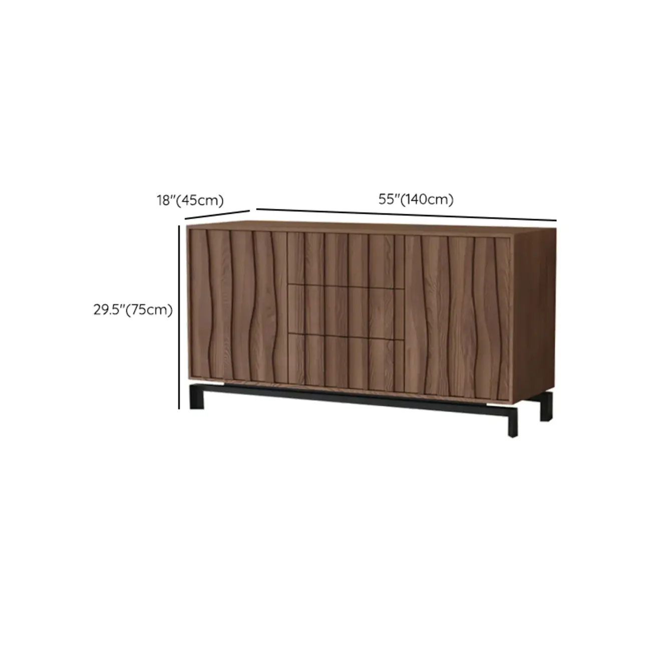 Mid-Century Modern Brown Wooden Waved Utility Storage Cabinet Image - 33 | homeyfad