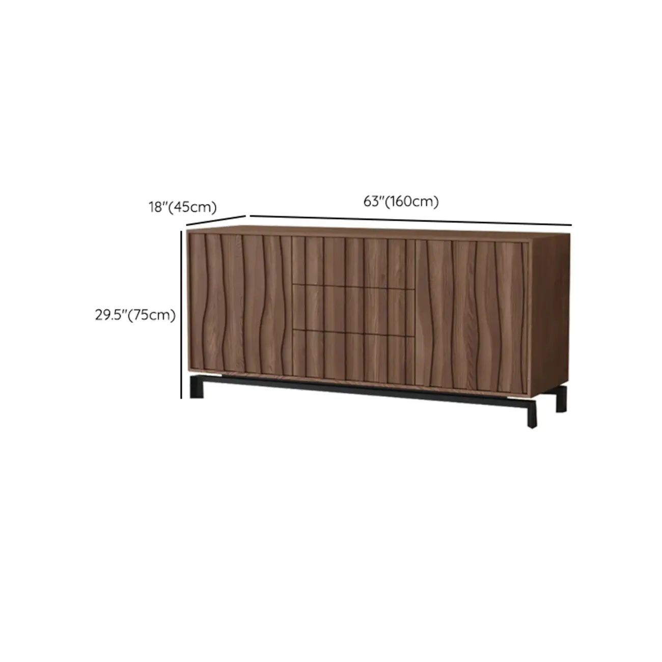 Mid-Century Modern Brown Wooden Waved Utility Storage Cabinet Image - 34 | homeyfad