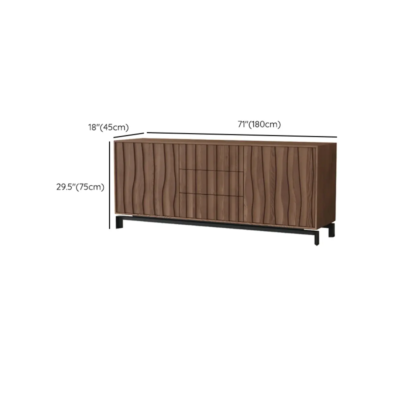 Mid-Century Modern Brown Wooden Waved Utility Storage Cabinet Image - 35 | homeyfad