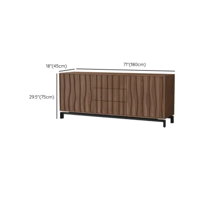 Mid-Century Modern Brown Wooden Waved Utility Storage Cabinet Image - 35