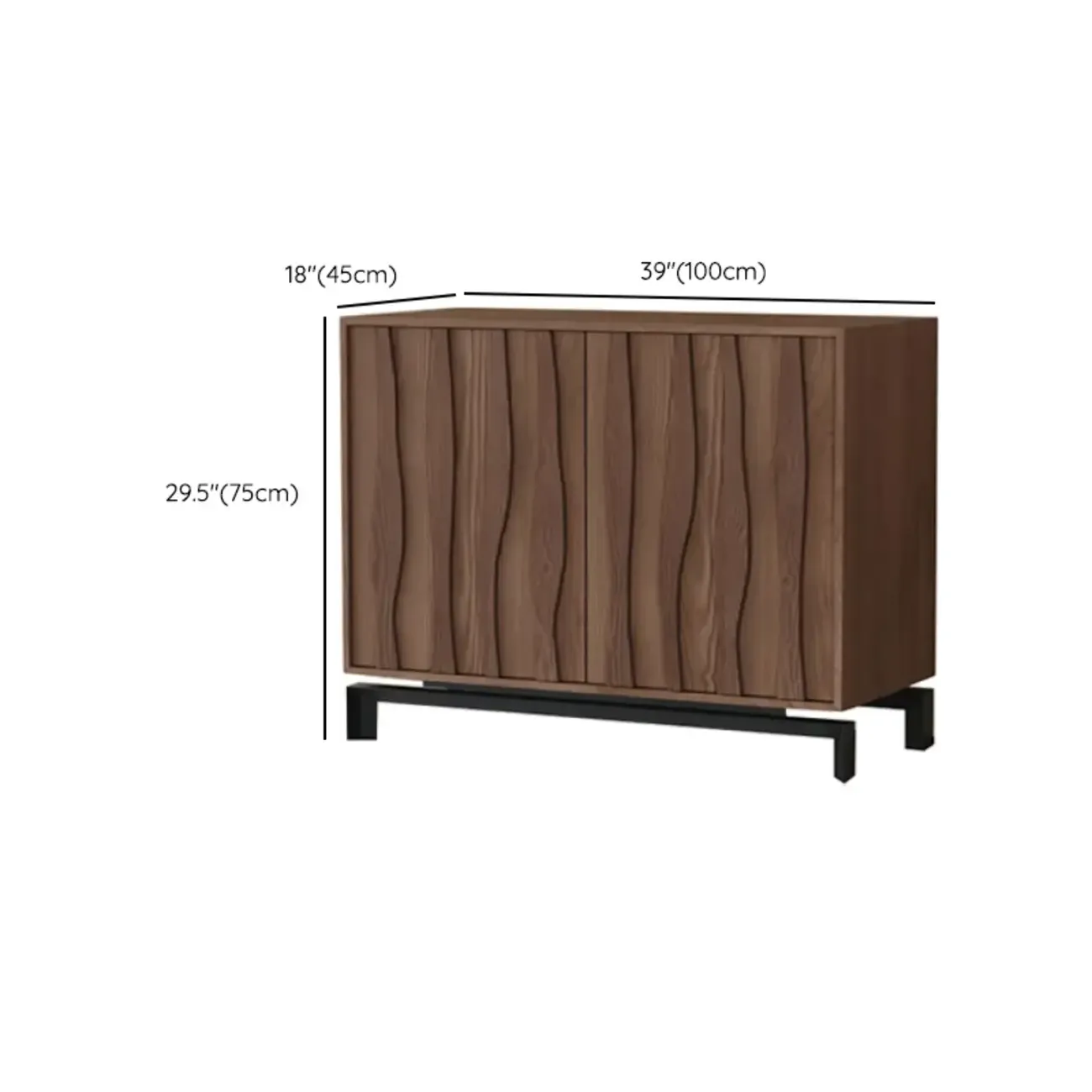 Mid-Century Modern Brown Wooden Waved Utility Storage Cabinet Image - 36