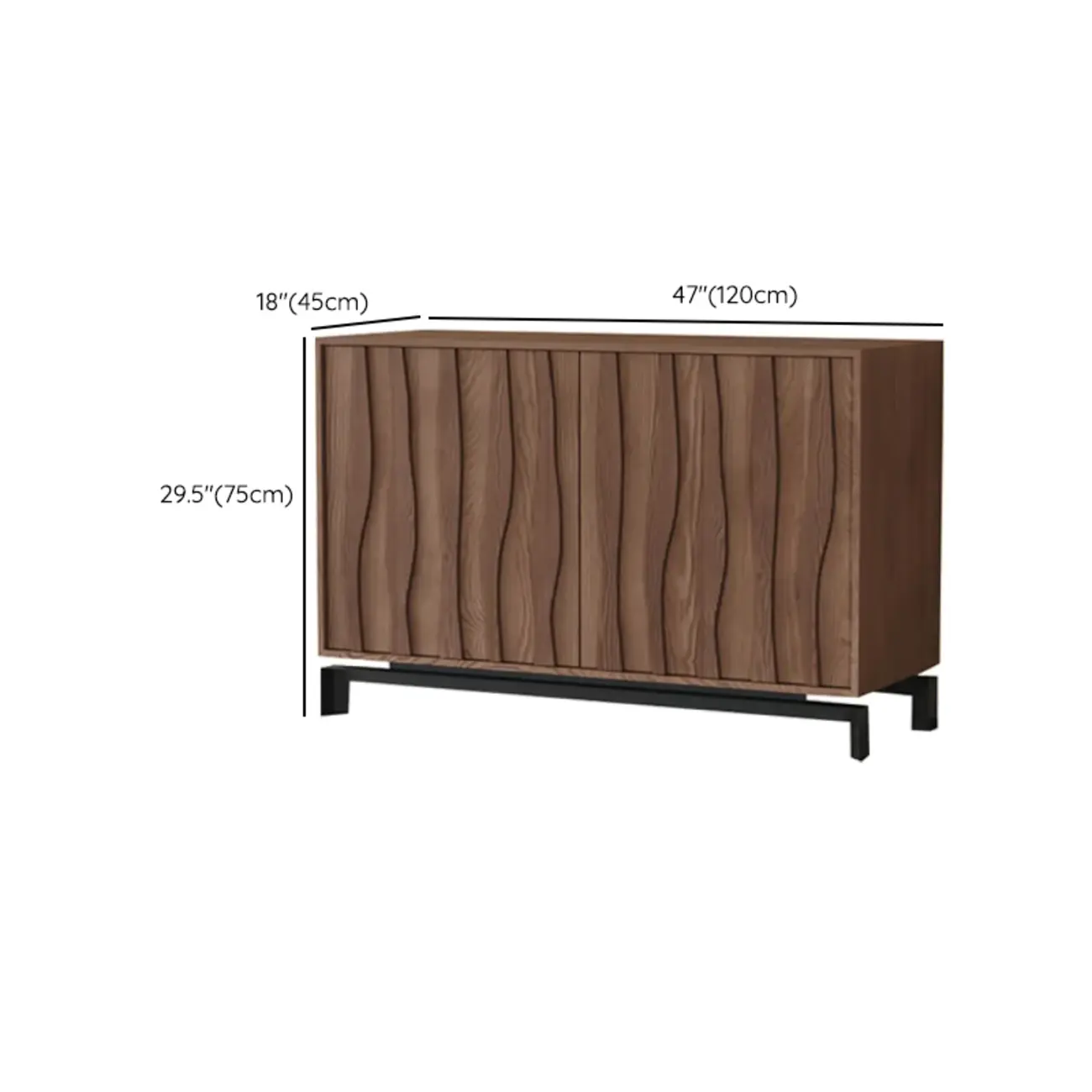 Mid-Century Modern Brown Wooden Waved Utility Storage Cabinet Image - 37 | homeyfad